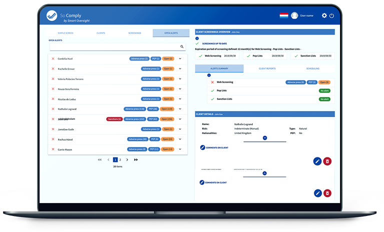 Smart Oversight online kyc and aml screening tool